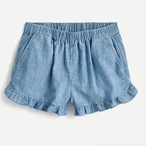 Girls’ Ruffle pull-on short in chambray.